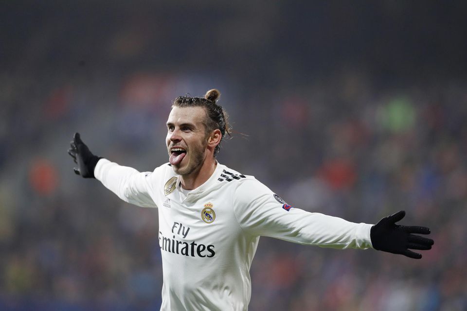 Gareth Bale oslavuje gól.