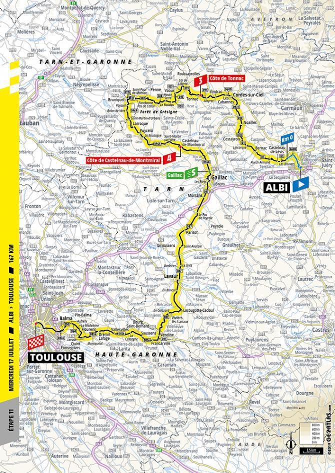 Tour de France 2019 - 11. etapa (mapa)