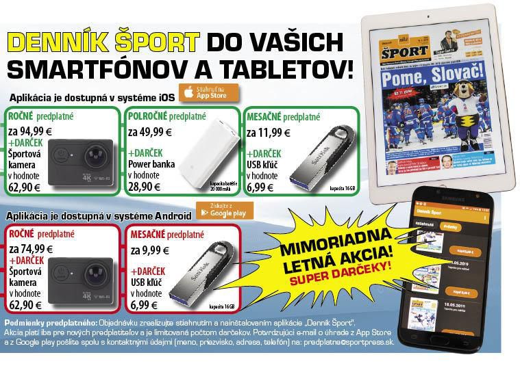 Denník Šport do vašich smartfónov a tabletov!