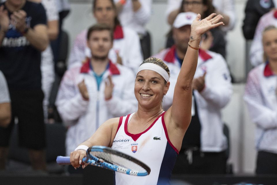 Slovenská tenistka Dominika Cibulková po víťazstve nad Brazílčankou Alvaresovou vo Fed Cupe,