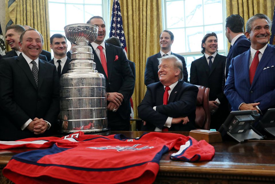 Donald Trump s hokejistami Washingtonu Capitals.