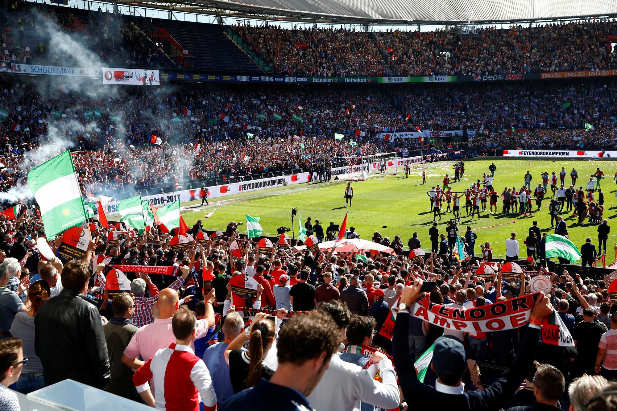 Fanúšikovia Feyenoordu Rotterdam.
