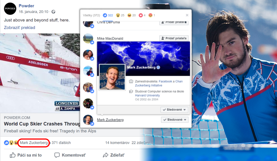 Mark Zuckerberg lajkol Andreasa Žampu