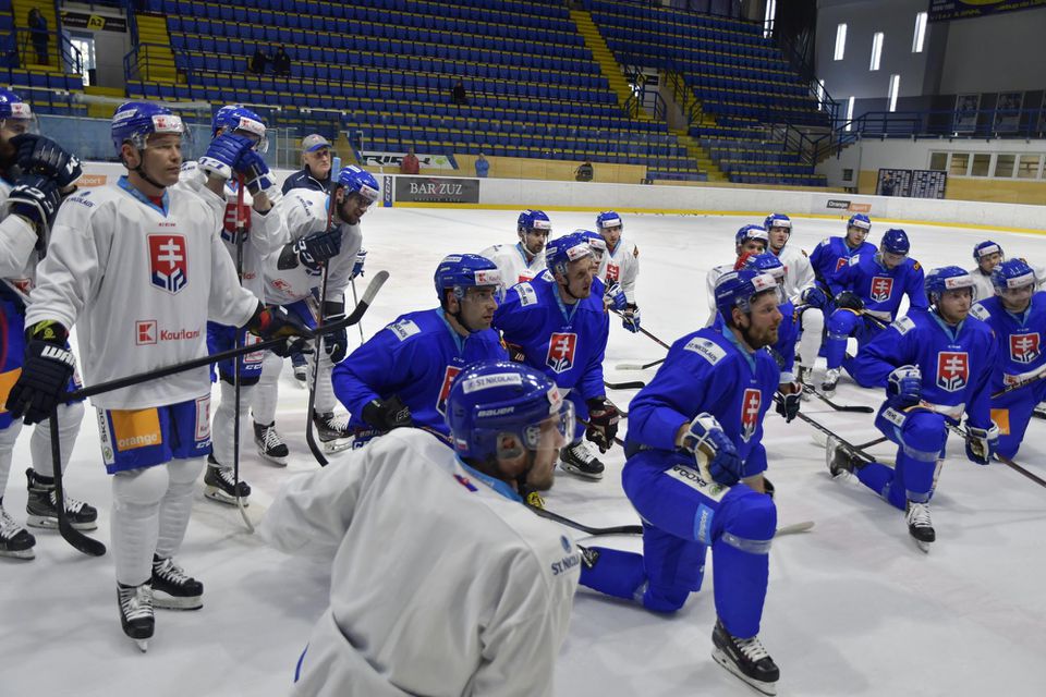 Tréning slovenskej hokejovej reprezentácie.