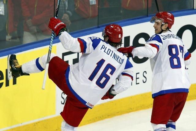 Plotnikov Rusko oslava gol hokej MS 2014 reuters