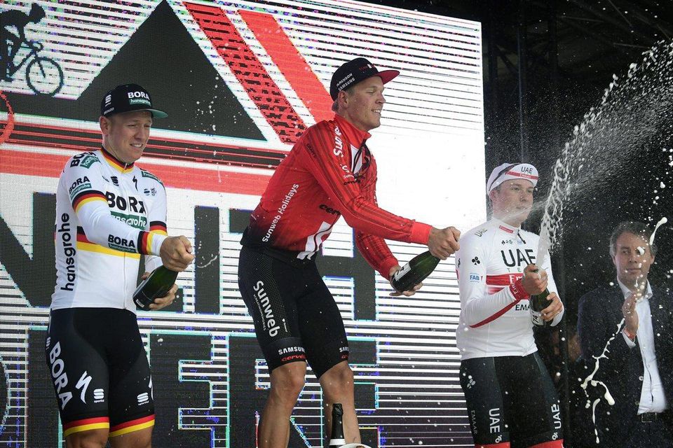 Holandský jazdec Cees Bol z tímu Sunweb zvíťazil v úvodnej etape cyklistických pretekov v Belgicku Danilith Nokere Koerse 2019.