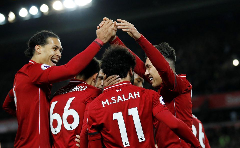 Liverpool FC a jeho oslavujúci hráči