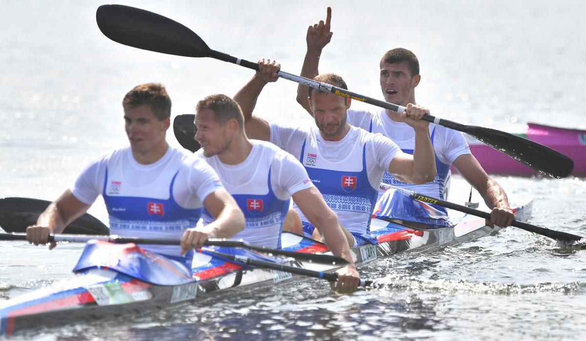 Slovenský štvorkajak v zložení Denis Myšák, Erik Vlček, Juraj Tarr a Tibor Linka