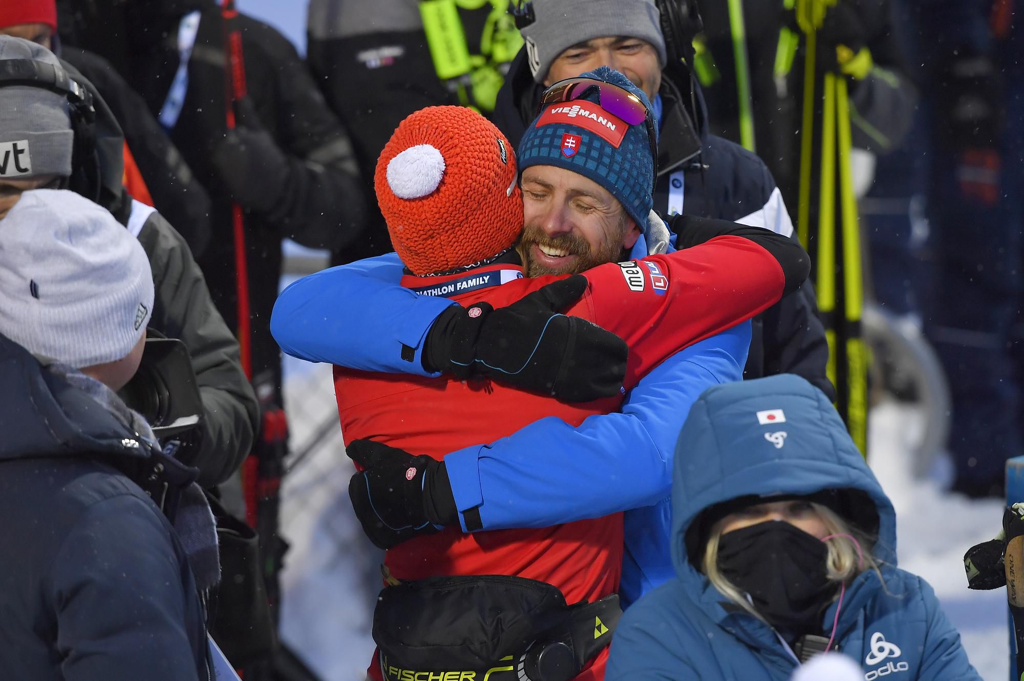 Slovenská biatlonistka Anastasia Kuzminová a ej manžel Daniel Kuzmin.