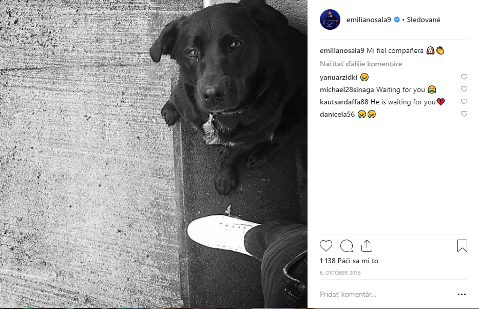 Emiliano Sala a jeho pes Nala.
