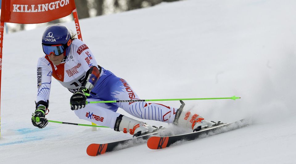 Petra Vlhová počas 1. kola obrovského slalomu Svetového pohára v americkom KIllingtone
