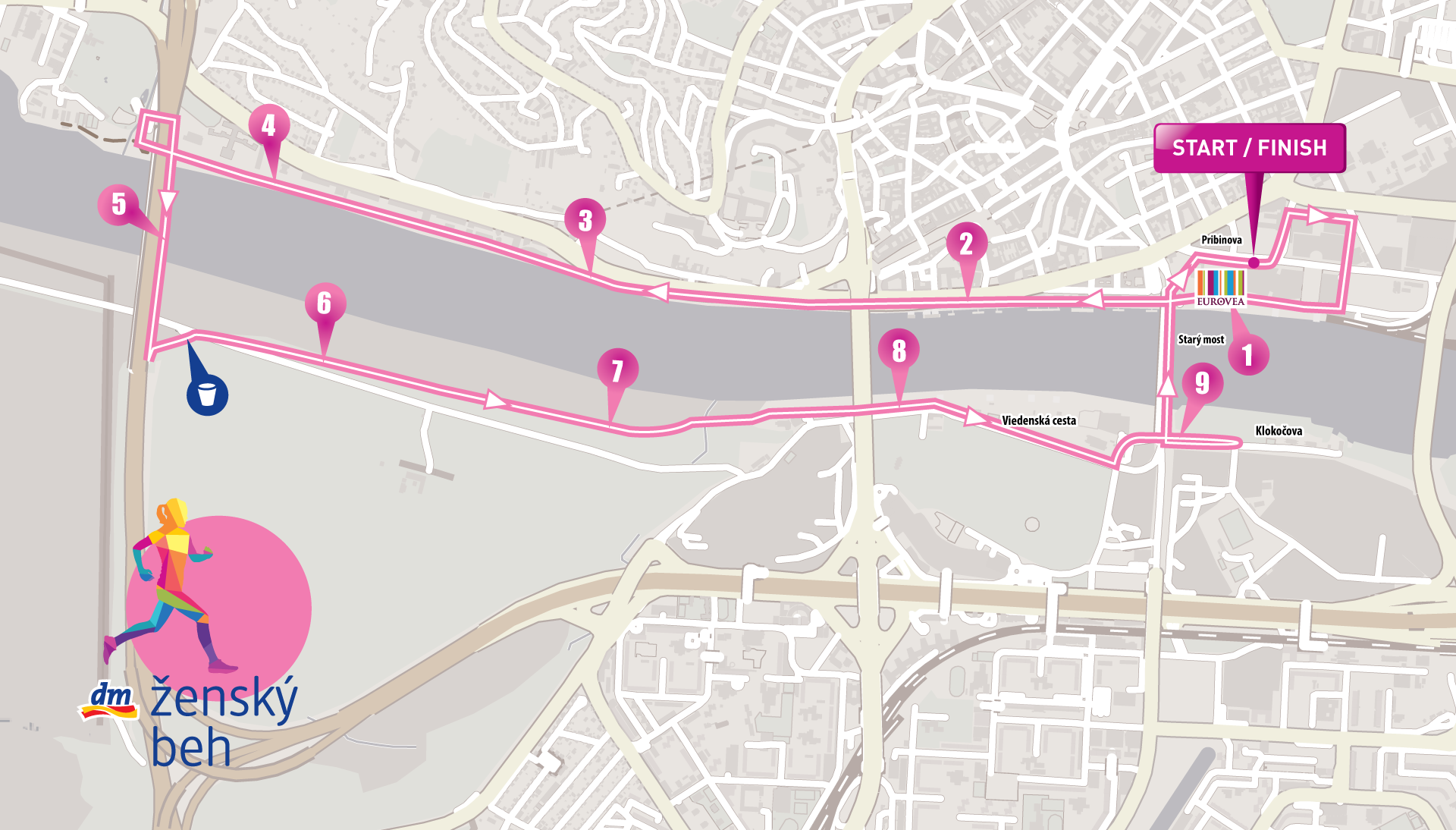 dm ženský beh - mapa 10 km