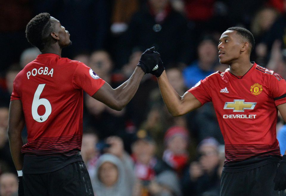 Paul Pogba a Anthony Martial.