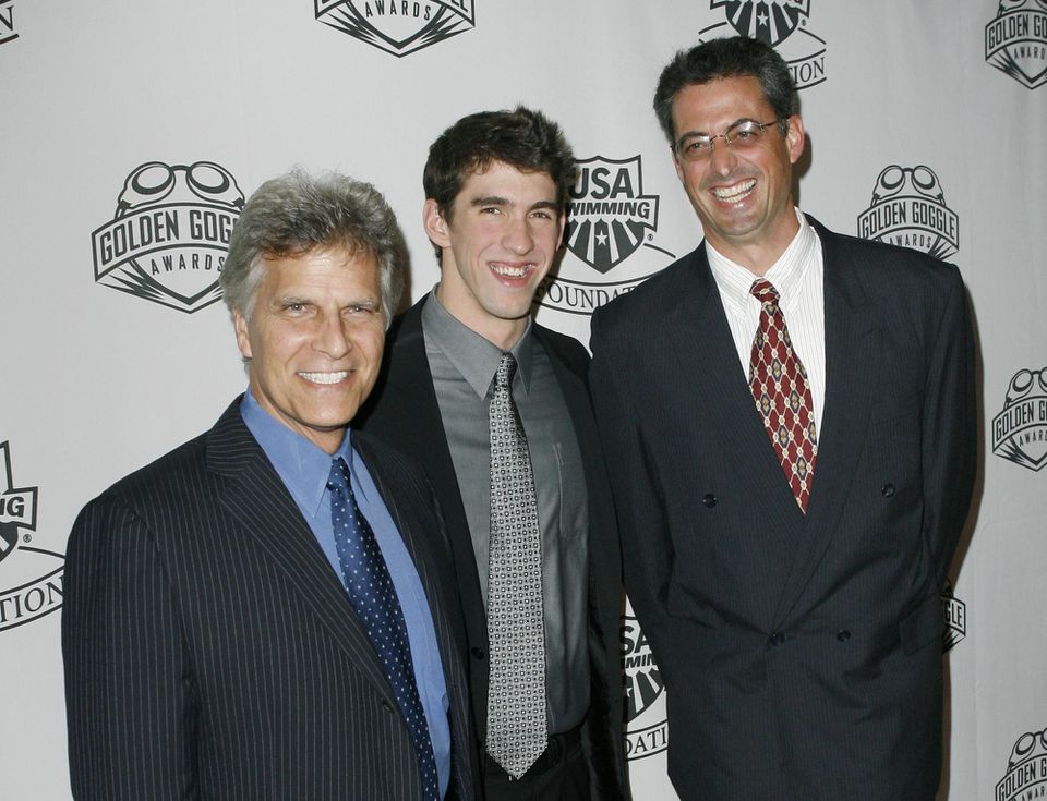 Fotografia z roku 2007 - Mark Spitz, Michael Phelps a Matt Biondi.
