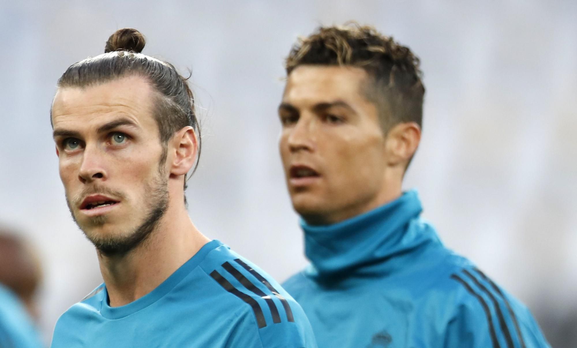 Gareth Bale a Cristiano Ronaldo na tréningu Realu Madrid