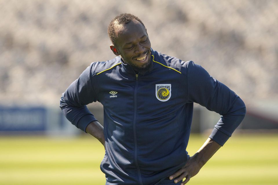 Usain Bolt na tréningu Central Coast Mariners.