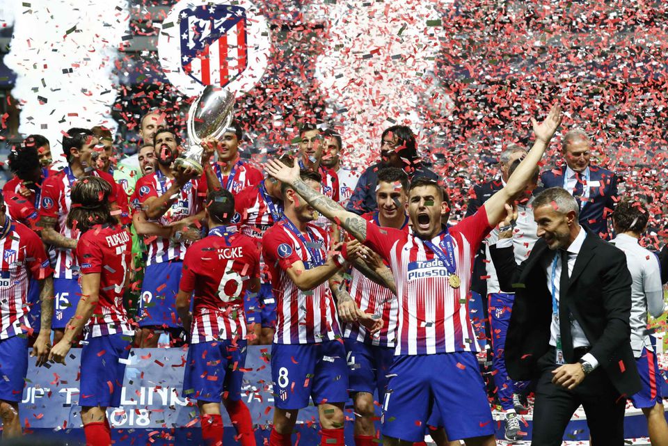 Atlético Madrid oslavuje víťazstvo v Superpohári UEFA
