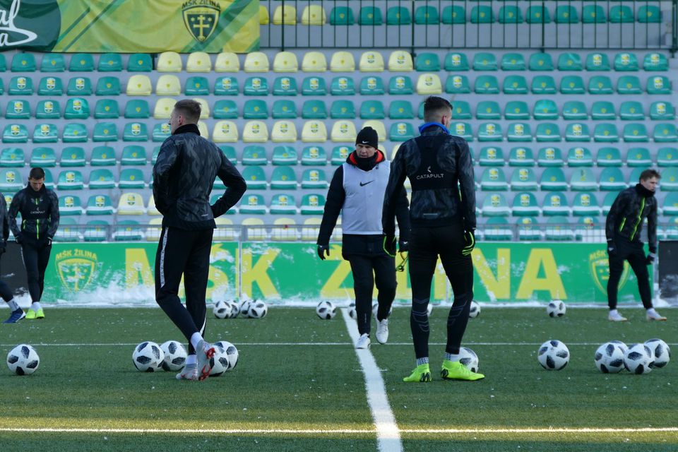 Hráči MŠK Žilina počas tréningu v prvý deň zimnej prípravy.
