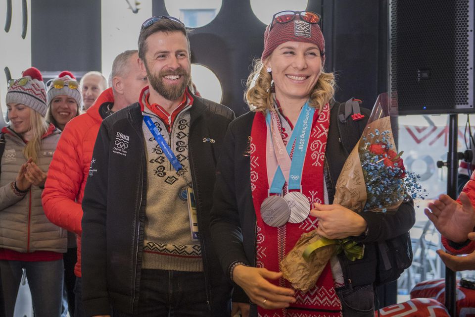 Slovenská biatlonistka Anastasia Kuzminová s manželom Danielom v Slovenskom dome.