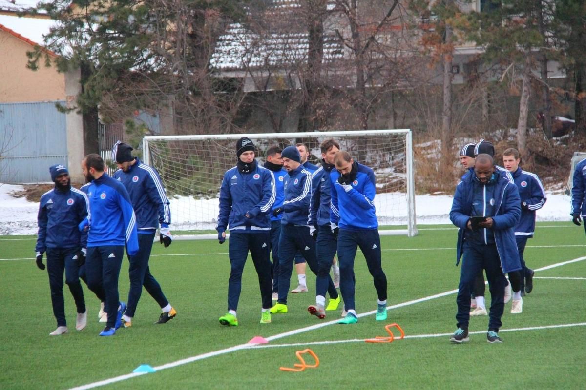 Hráči ŠK Slovan počas zimnej prípravy.