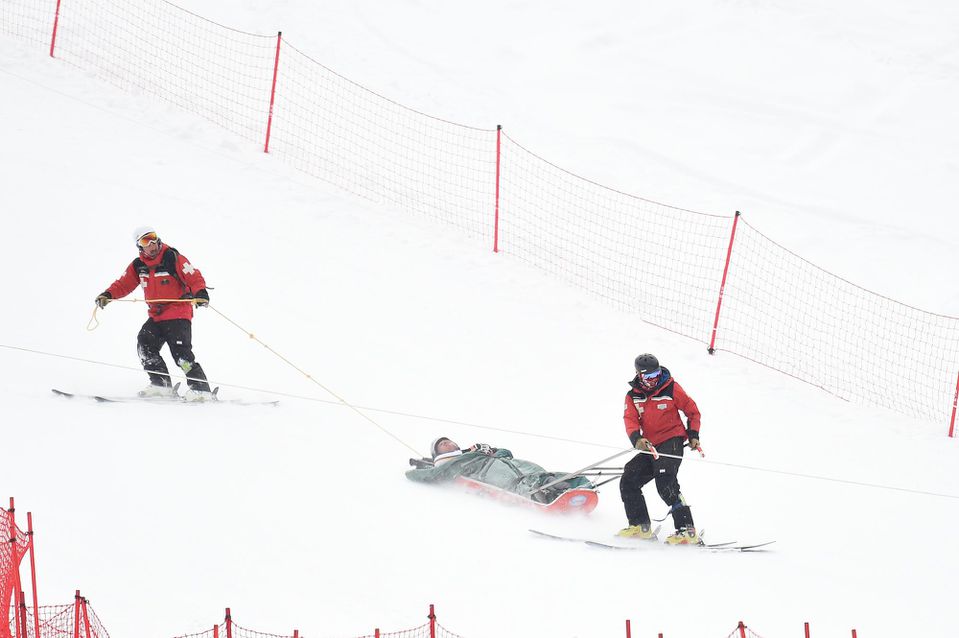 Nehoda nemeckého lyžiara Thomasa Dressena.