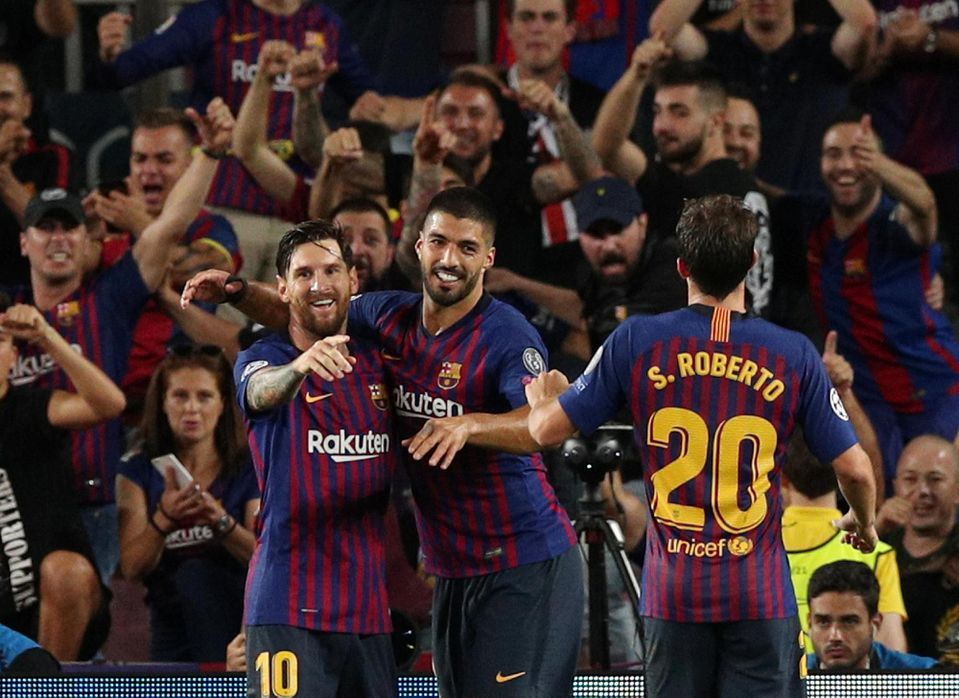 Lionel Messi, Luis Suárez a Sergi Roberto z FC Barcelona