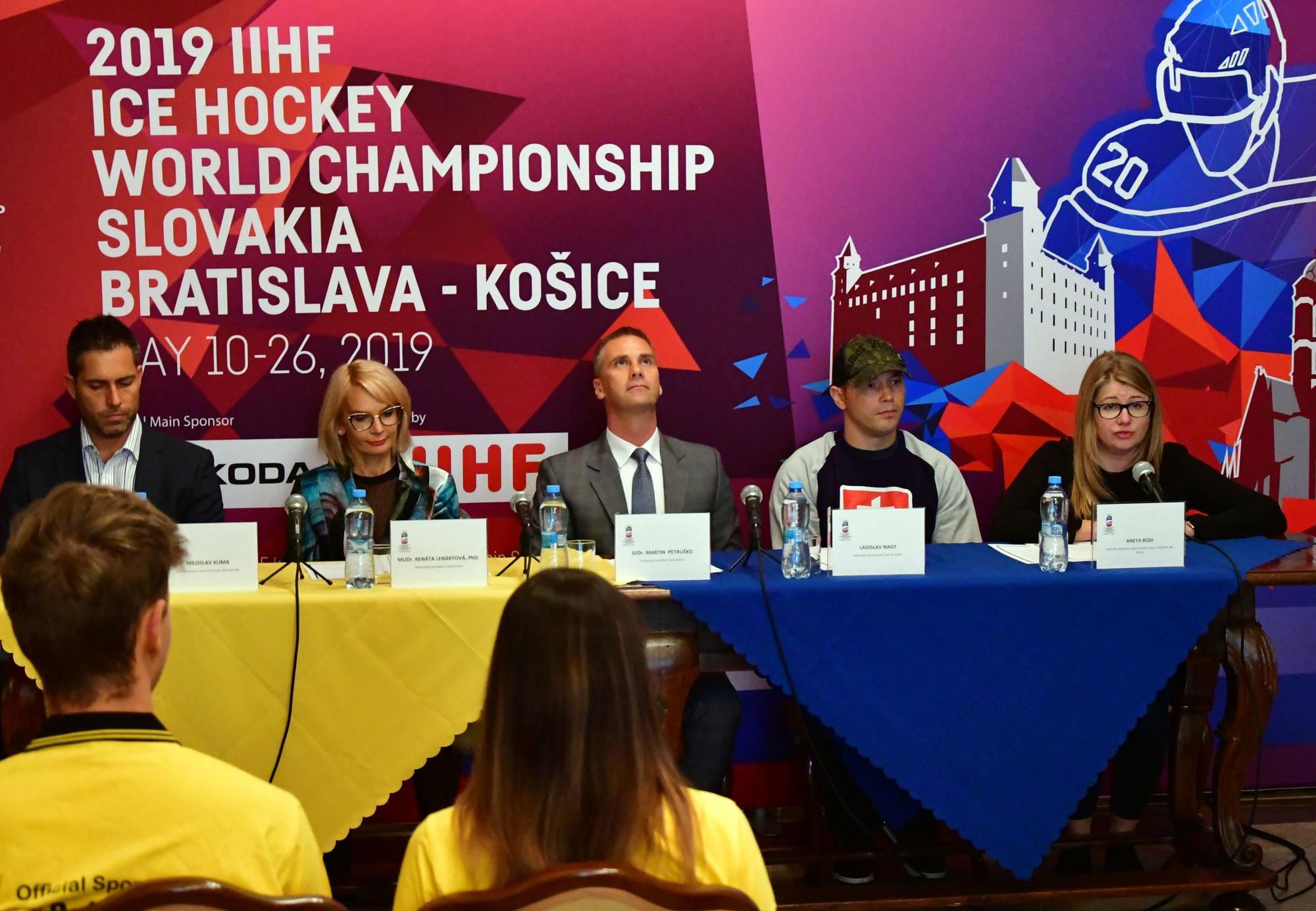 Tlačová konferencia k náboru dobrovoľníkov na majstrovstvá sveta v hokeji 2019