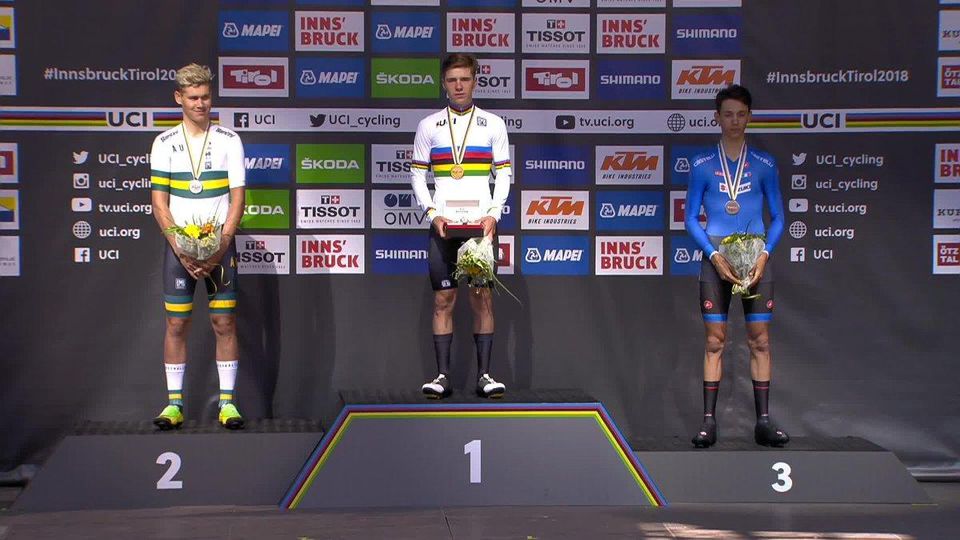 Časovku juniorov na 91. svetovom šampionáte v cestnej cyklistike vyhral belgický reprezentant Remco Evenepoel.