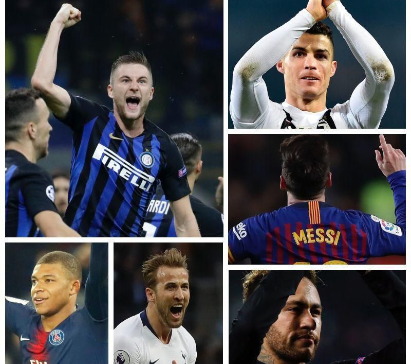 Milan Škriniar, Kylian Mbappé, Harry Kane, Neymar, Cristiano Ronaldo, Lionel Messi