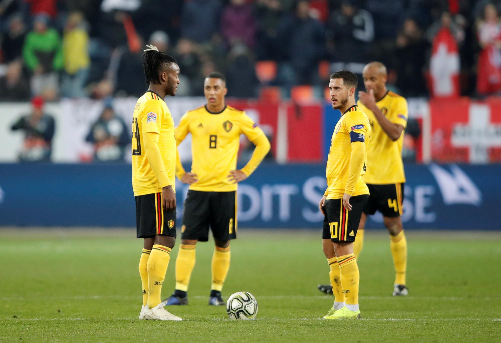 Hráči Belgicka po inkasovanom góle