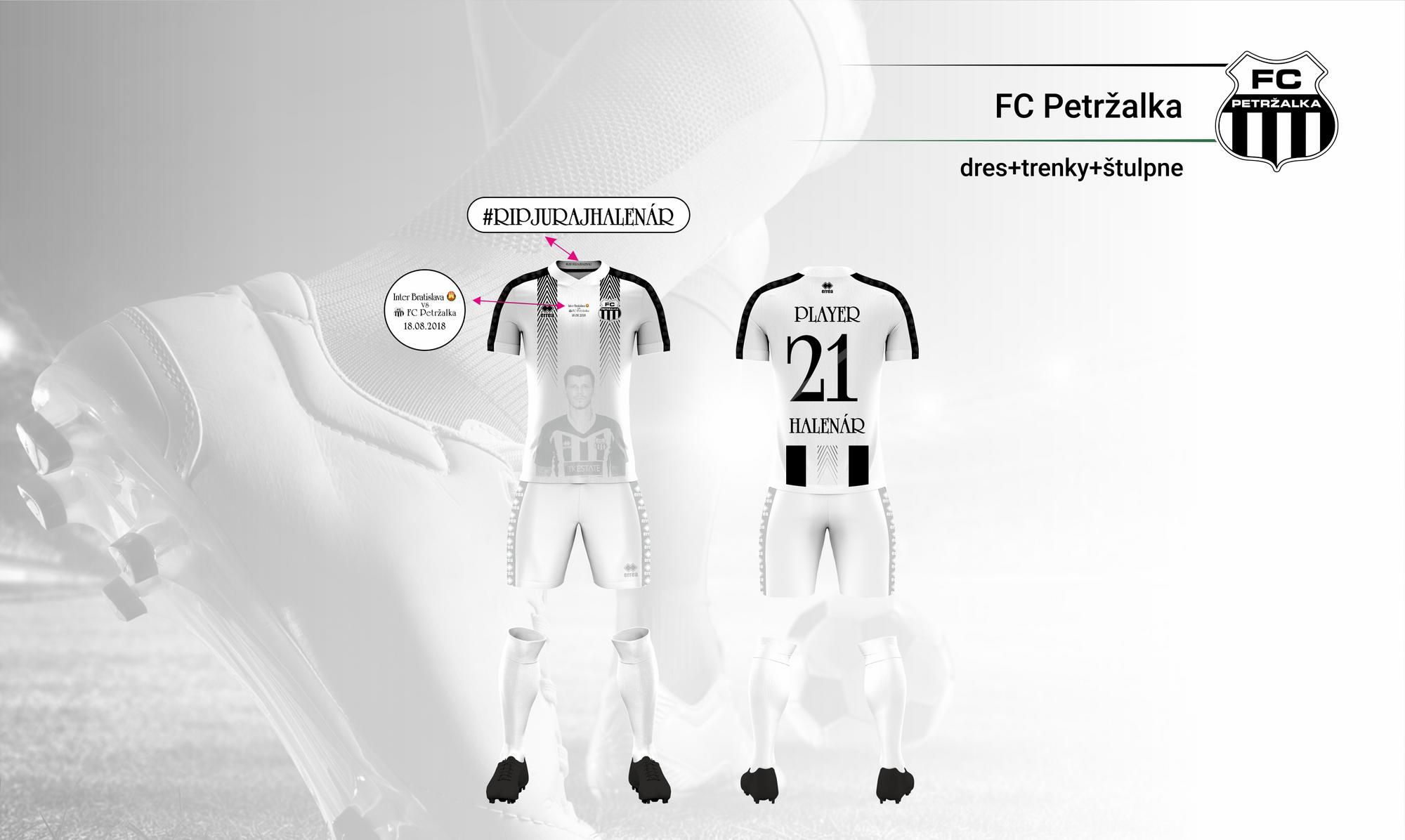 Pamätný dres FC Petržalka s podobizňou Juraja Halenára