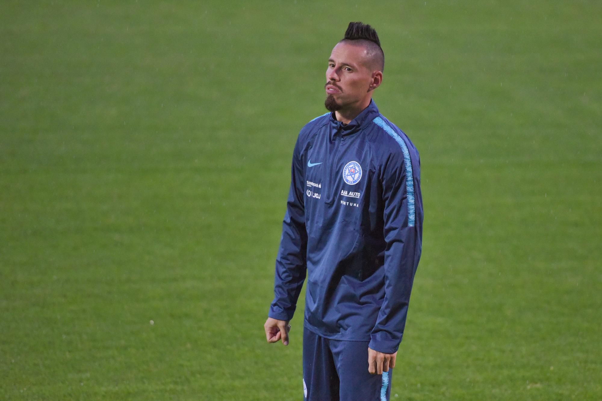 Marek Hamšík na tréningu slovenskej reprezentácie.