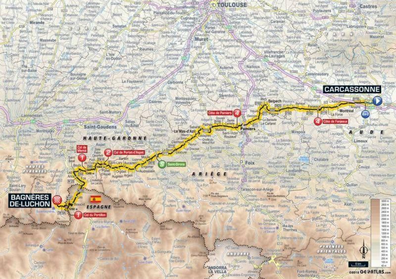 Tour de France 2018 - 16. etapa (mapa trate)