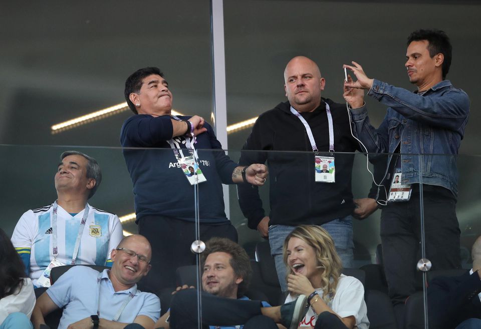 Diego Maradona na zápase Argentína - Island