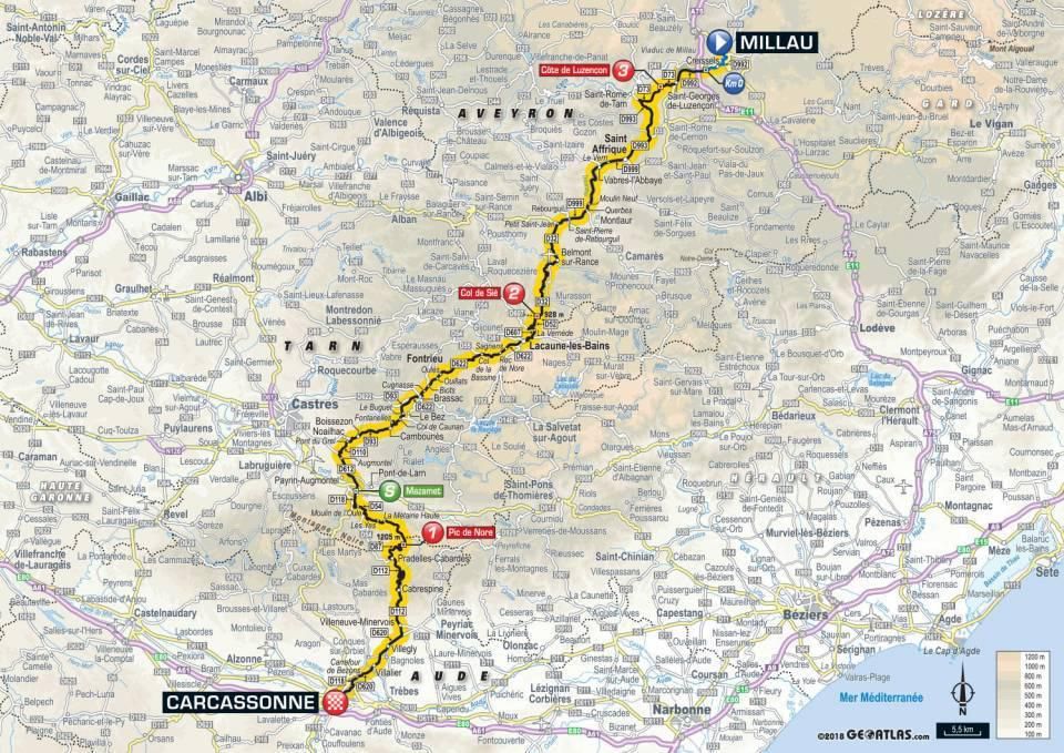 Tour de France 2018 - 15. etapa (mapa trate)