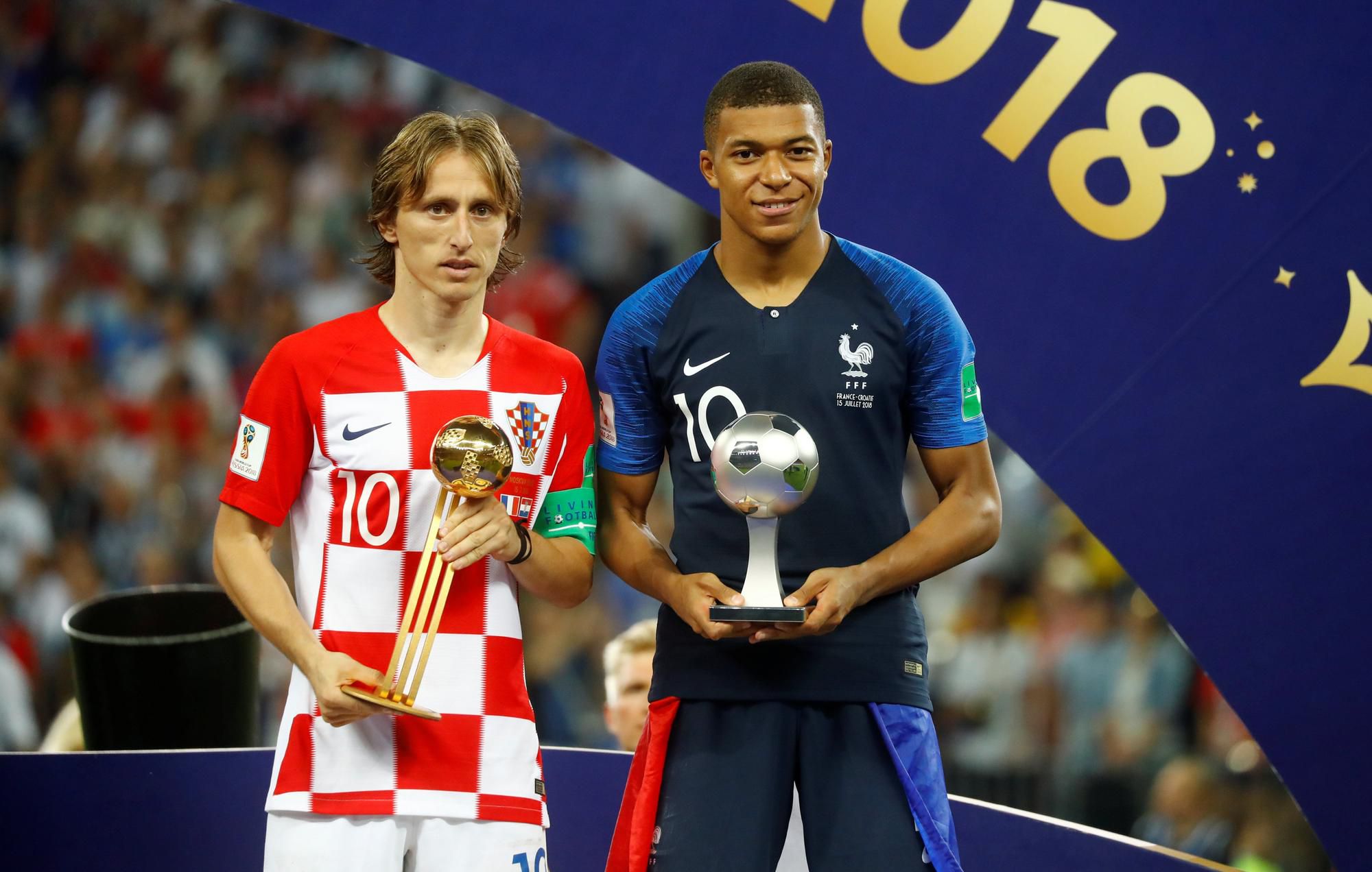 Luka Modrič a Kylian Mbappé.