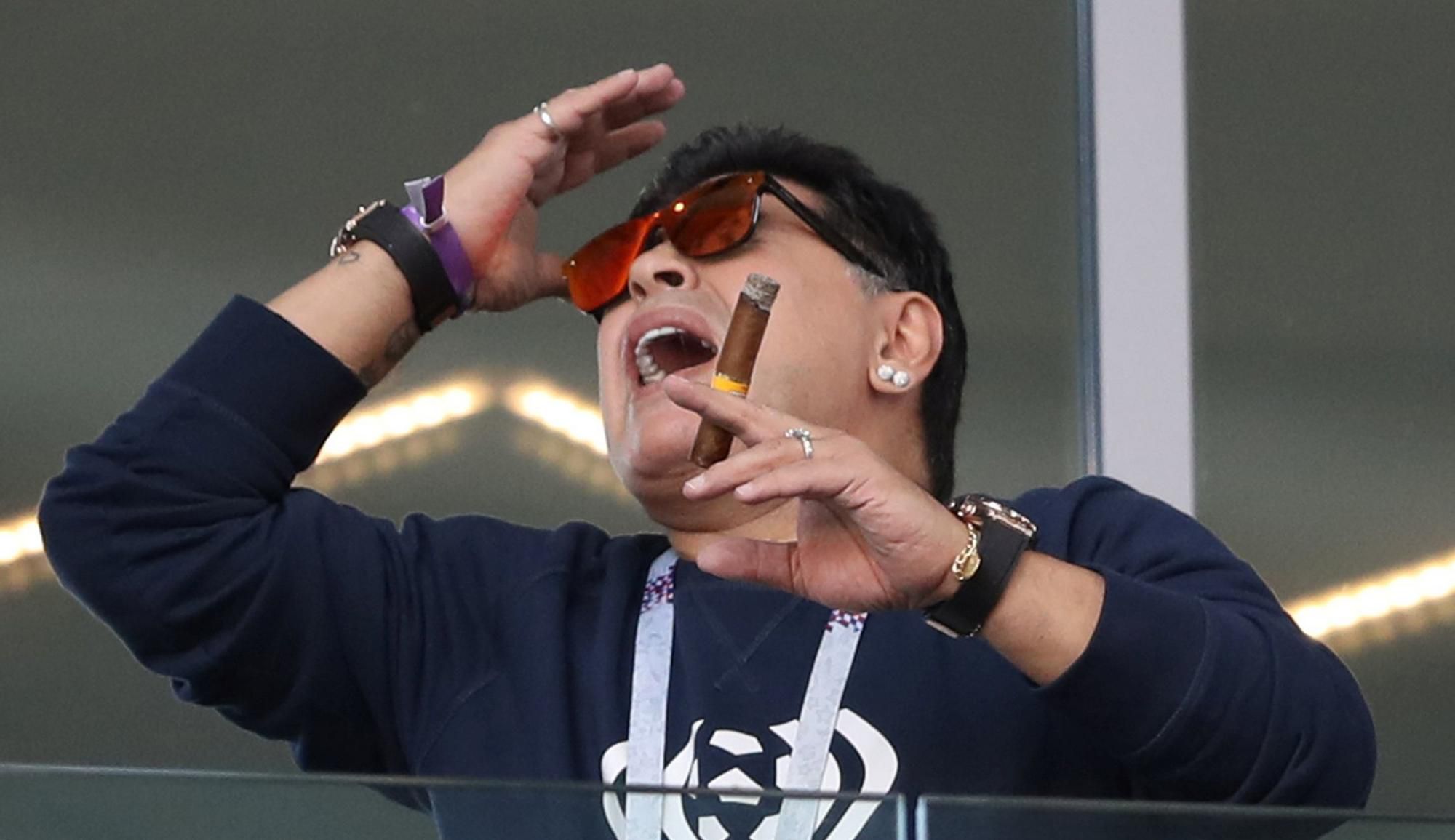 Diego Maradona na zápase Argentíny