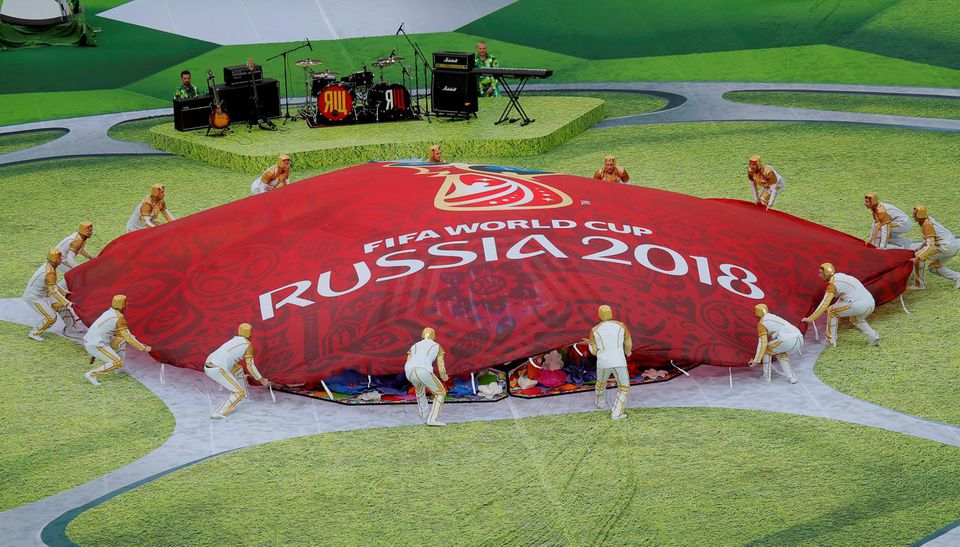 Momentky z otváracieho ceremoniálu MS 2018 vo futbale v Rusku.