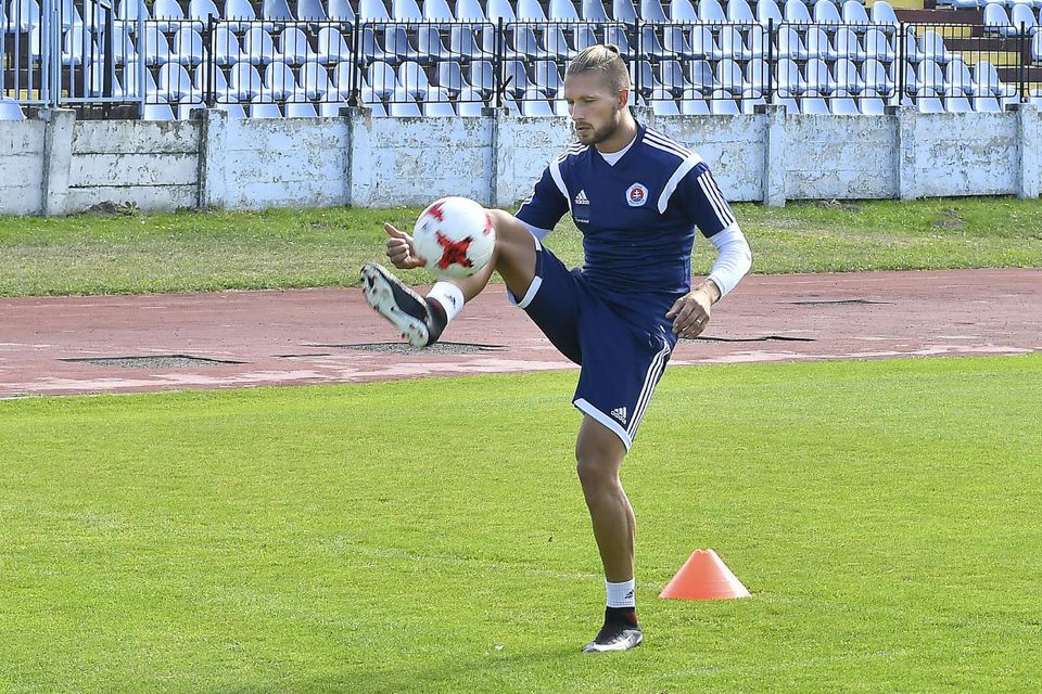 Erik Čikoš na tréningu Slovana Bratislava