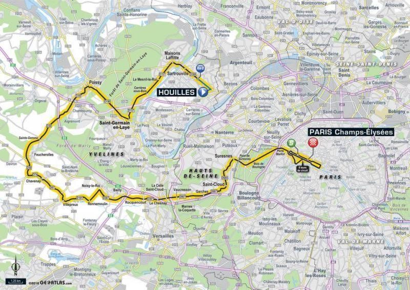 Tour de France 2018 - 21. etapa (mapa trate)