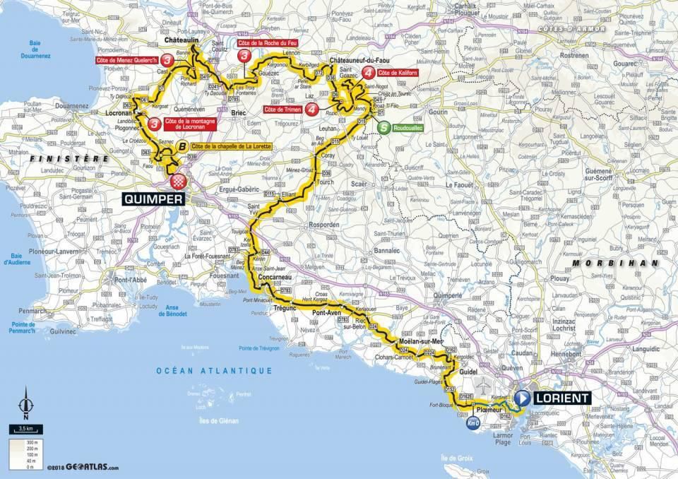 Tour de France 2018 - 5. etapa (mapa trate)