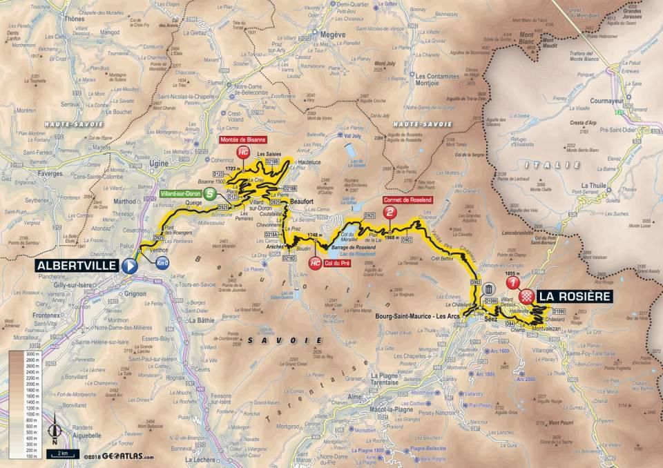 Tour de France 2018 - 11. etapa (mapa trate)