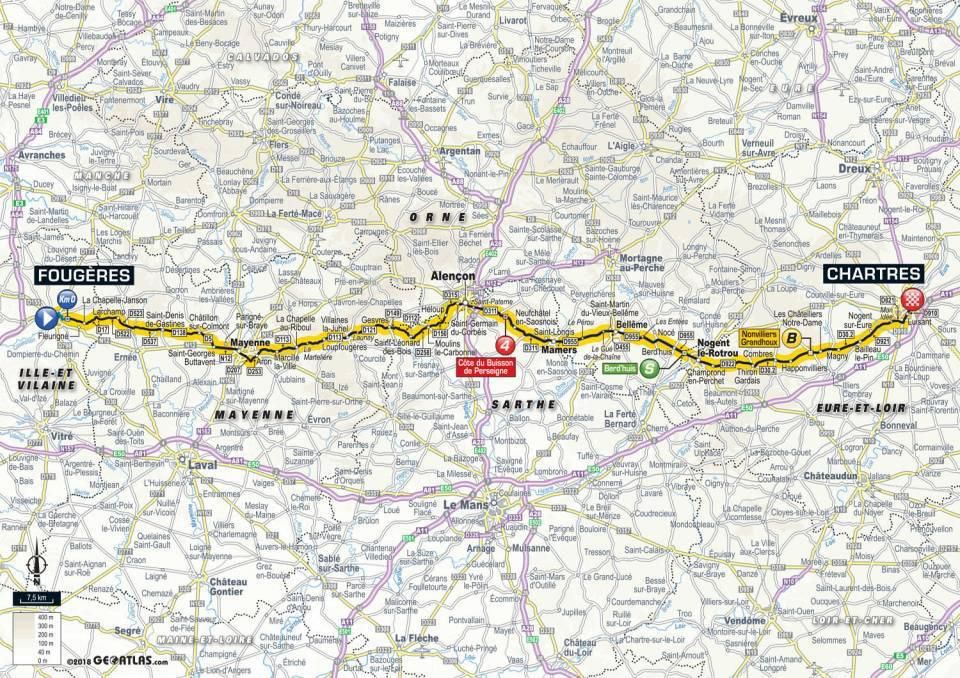 Tour de France 2018 - 7. etapa (mapa trate)