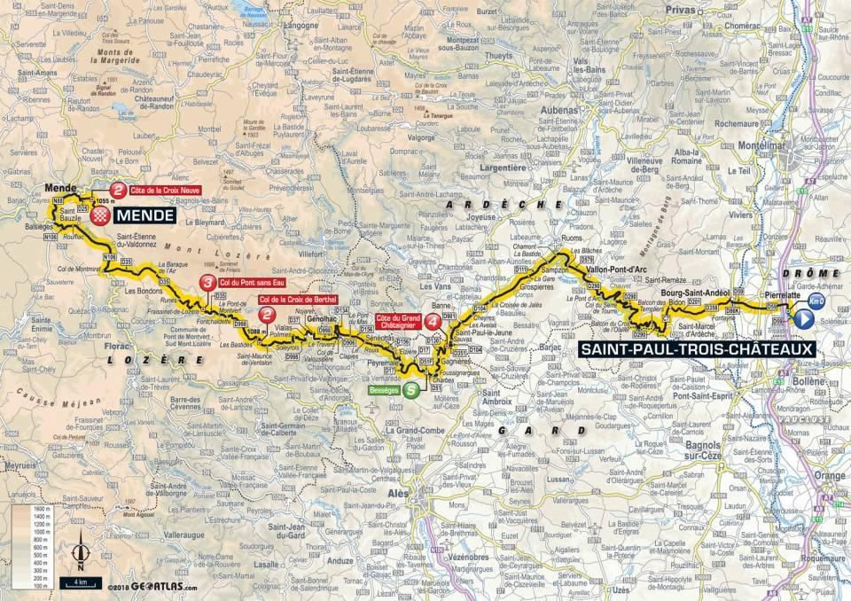 Tour de France 2018 - 14. etapa (mapa trate)