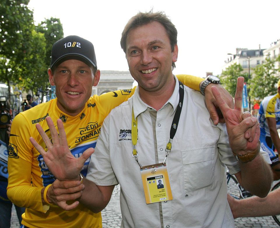 Lance Armstrong (vľavo) a tímový manažér Johan Bruyneel.