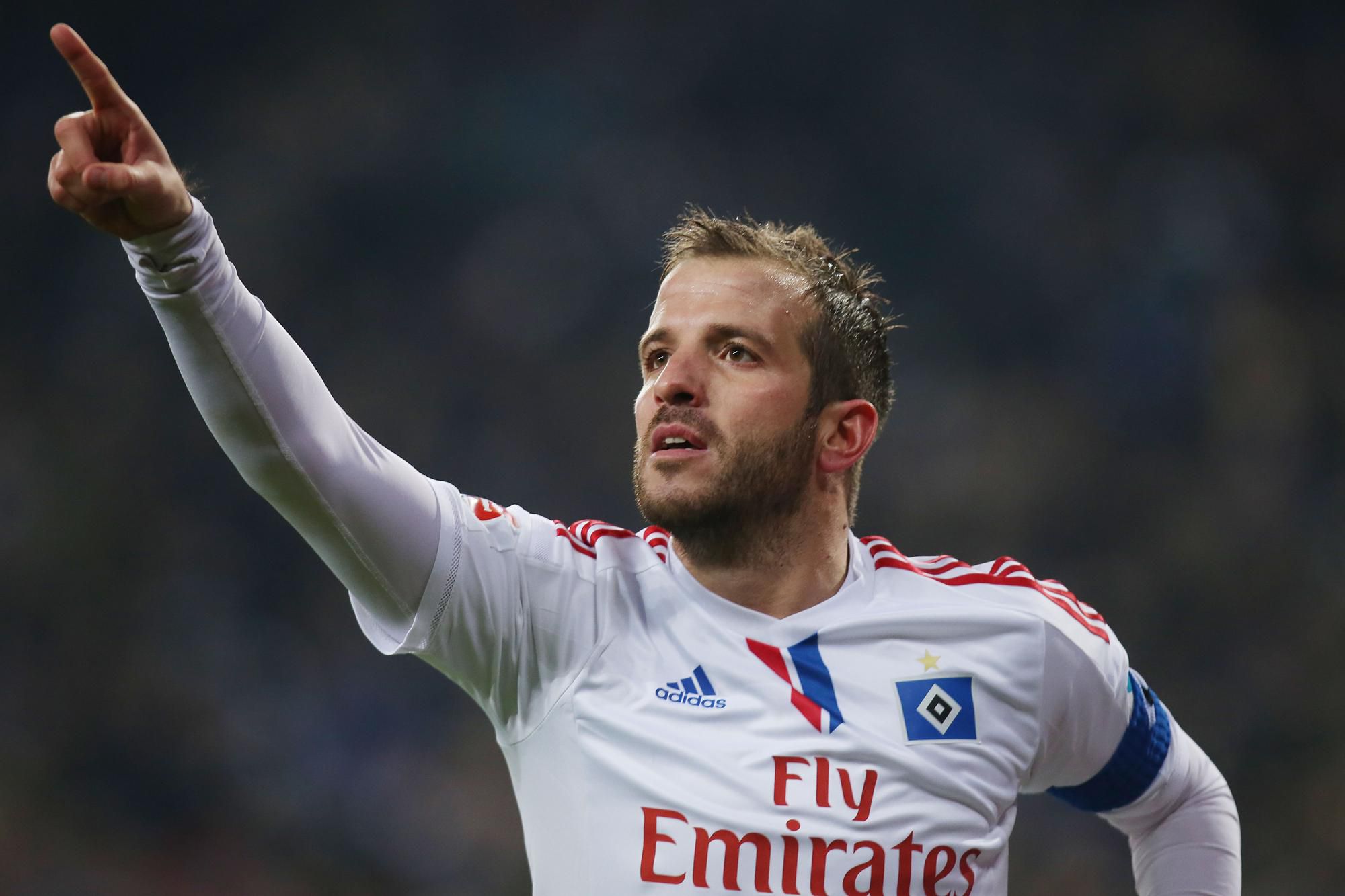 Rafael Van Der Vaart oslavuje gól v drese Hamburgu