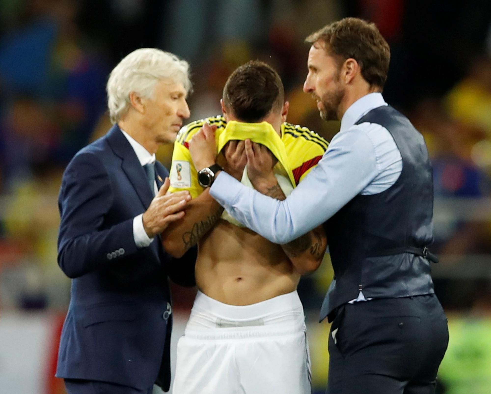 Tréner Kolumbie Jose Pekerman a Anglicka Gareth Southgate.