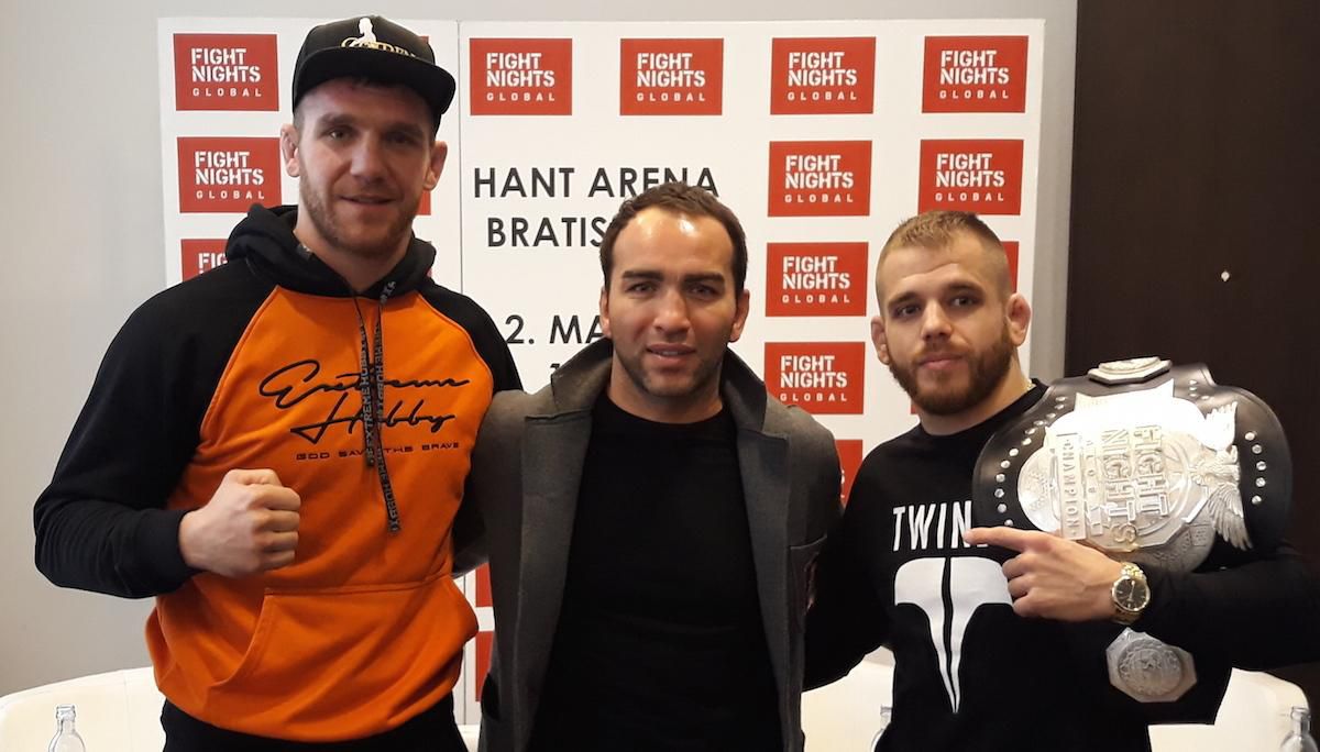 Samuel Krištofič, Khamil Gadzhiev (prezident Fight Nights) a Tomáš Deák