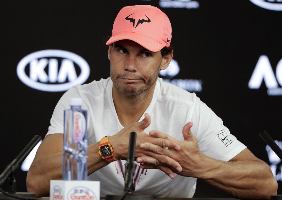 Rafael Nadal odpovedá na otázky počas tlačovej konferencie.