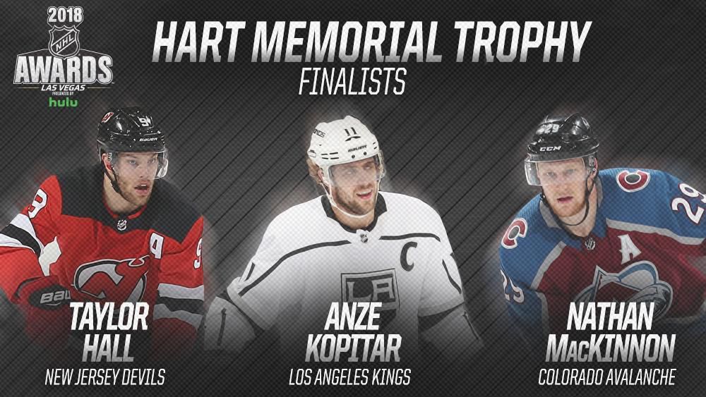 Hartova trofej pre jedného z tria Taylor Hall, Anže Kopitar, Nathan